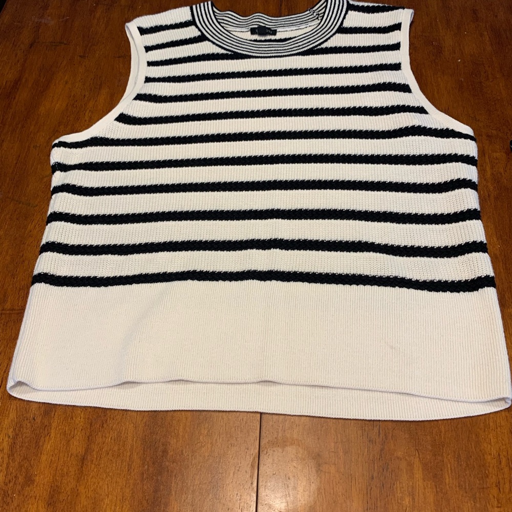 Talbots Black & White Striped Knit Tank